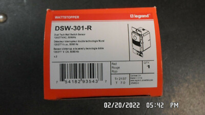 Legrand DSW-301-R Dual Tech Wall Switch Occupancy Sensor, 120/277V, Red- New