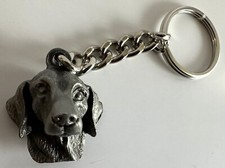 NEW PEWTER DACHSHUND DOG HEAD KEYCHAIN SILVER METAL