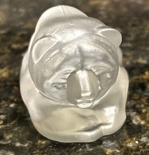 Paperweight by Zwiesel Germany - Frosted Glass Sitting Bear Figurine