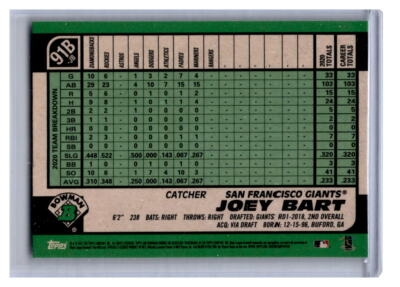 Joey Bart SP RC 2021 Bowman Chrome '91 Retro Rookie Holo #91B-JB