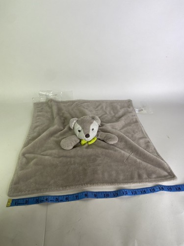 Honey Bunny Fox Wolf Puppy Dog Lovey Gray White Baby Security Blanket Green Bow - Picture 5 of 8
