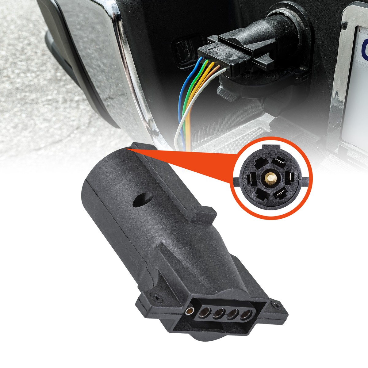 7 Pin Blade to 5 Pin Flat Trailer Adapter Wiring Plug For RV Tow