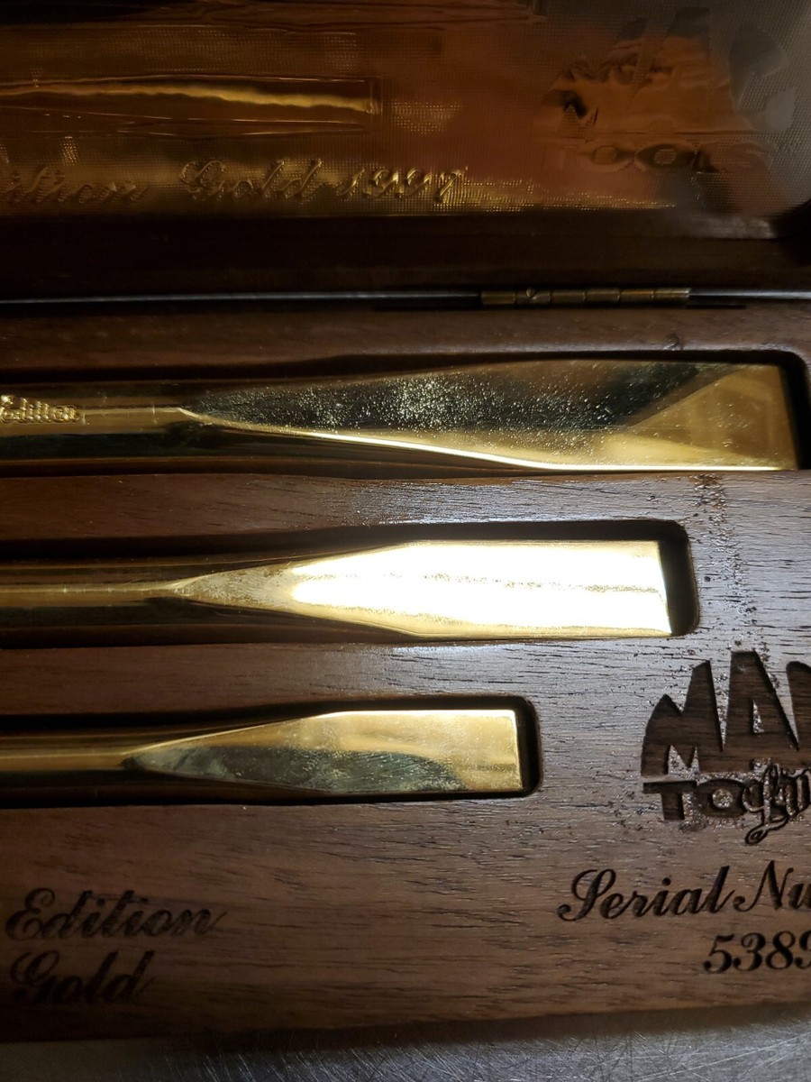 1997 Mac Tools Limited Edition Chisel Set 24k Gold Plating 1997 Mac Tools Limited Edition Chisel Set 24k Gold Plating