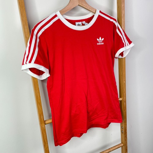 Adidas Adicolor Classics 3-Stripes Shirt Top Womens 10 Red Short Sleeve Training - Picture 3 of 14