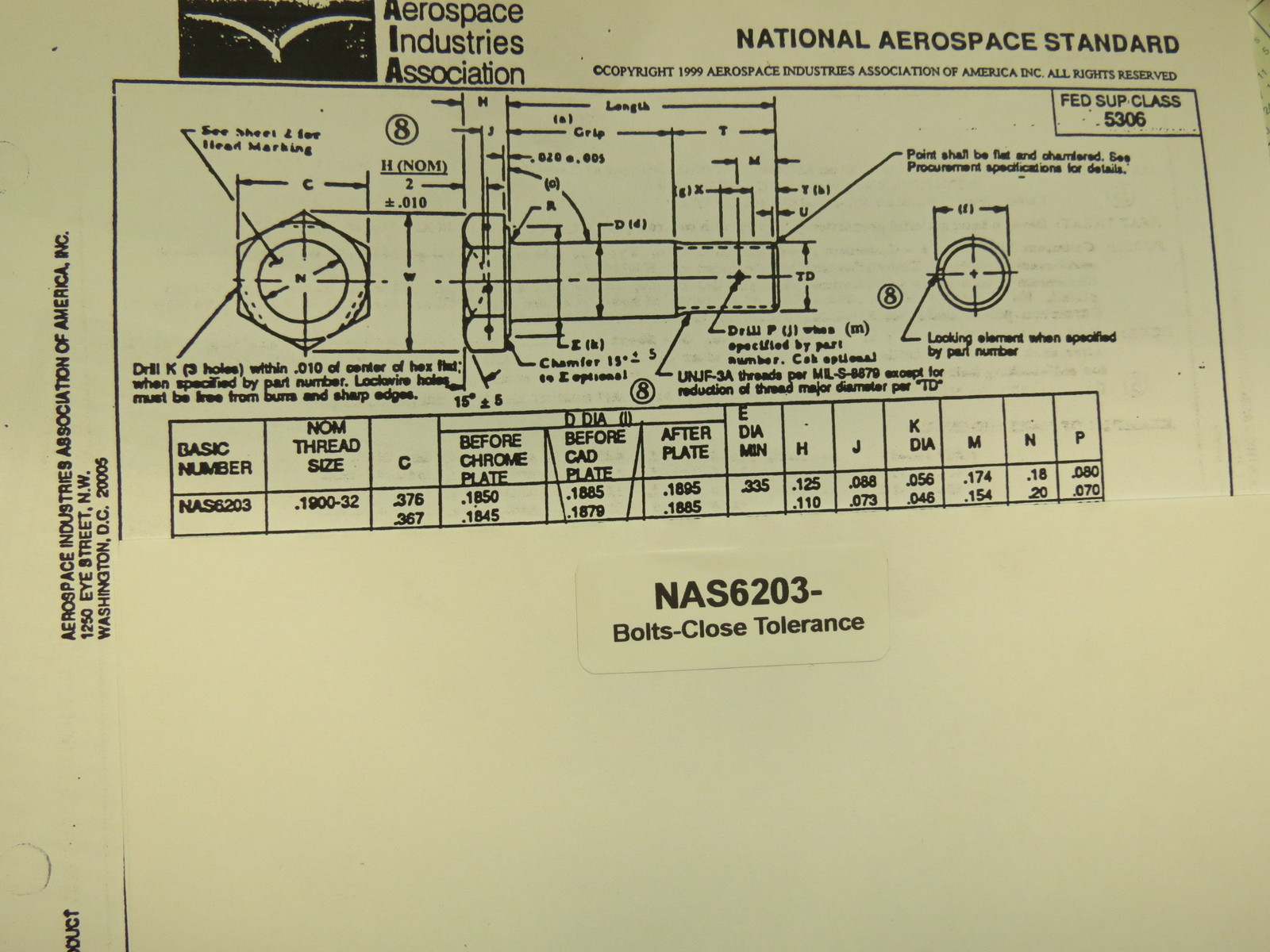 200 ea 1032 x 1/4” Grip x .573 Long NAS62034 Close Tolerance