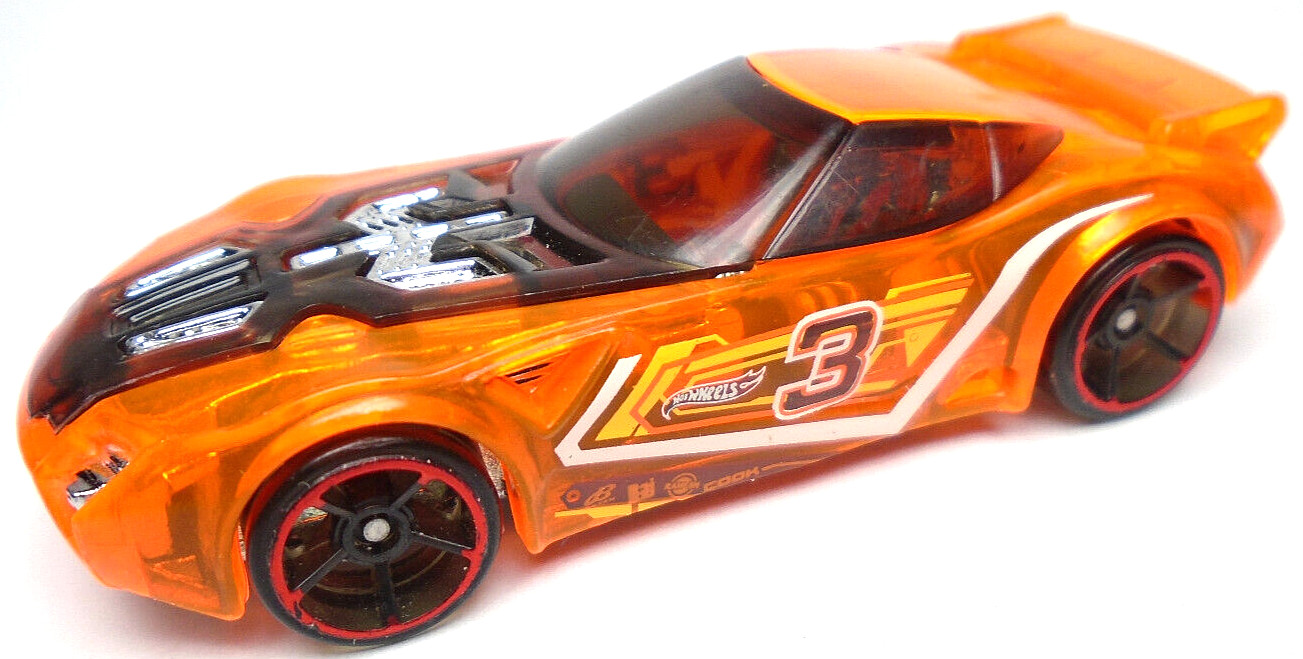 2013 HOT WHEELS NERVE HAMMER #3 ORANGE 1:64 DIECAST 2 7/8" CAR W/ YELLOW & WHITE