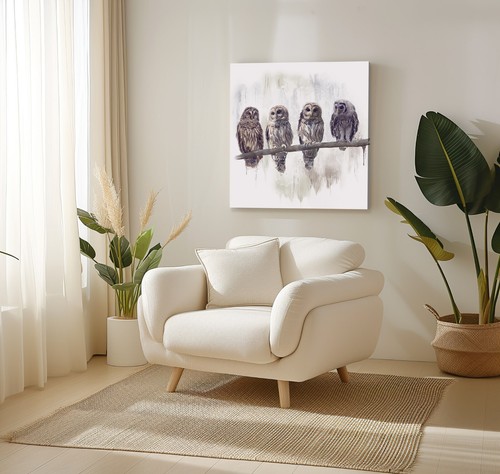 Barred Owls Birds Canvas Print Wall Art, Stylish Home Decor Wall Hanging - Picture 8 of 12