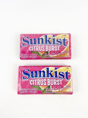 TWO Sunkist Citrus Burst RUBY RED GRAPEFRUIT Mints 60 ea HTF NOS sealed