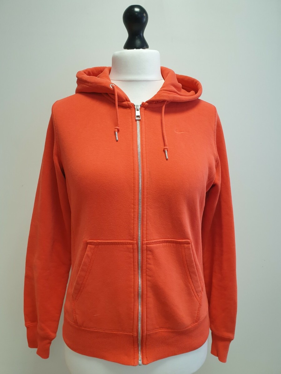 Y235 WOMENS NIKE ORANGE DRAWSTRING L/SLEEVE SWEATSHIRT HOODIE UK 10 M EU 38