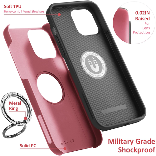Slim Pink Case for iPhone 13 Pro – Rugged & Impact-Resistant Design + Ring Stand - Picture 7 of 8
