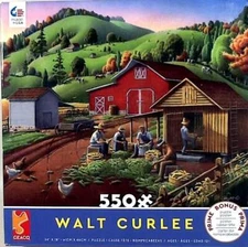 Corn Shuckers Red Barn Chickens Walt Curlee 550 pc 24X 18" Ceaco #2424-4 Puzzle