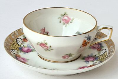 Moka/ Coffee Cup + Saucer, Flowers, Hutschener, Around 1920 T107