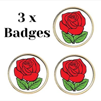 3 x Rote Rose (BU4) Anstecknadel Anstecker