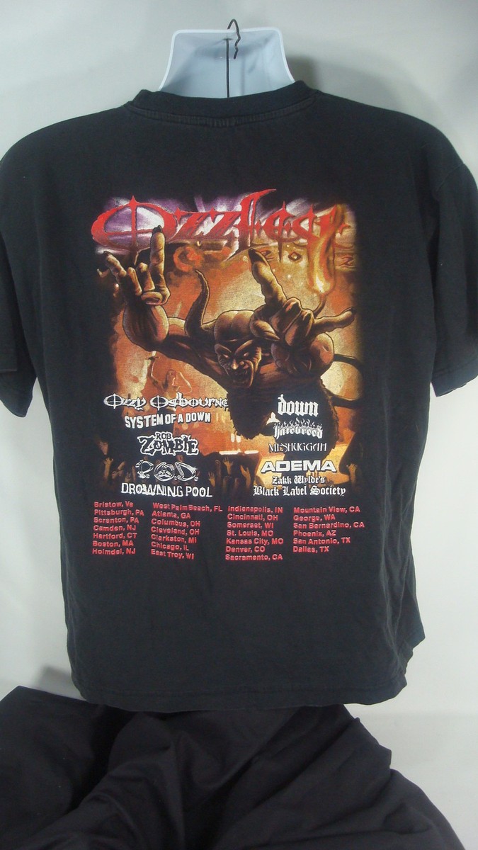 OzzFest 2002 Tour Tshirt System Zombie Adema Black Label
