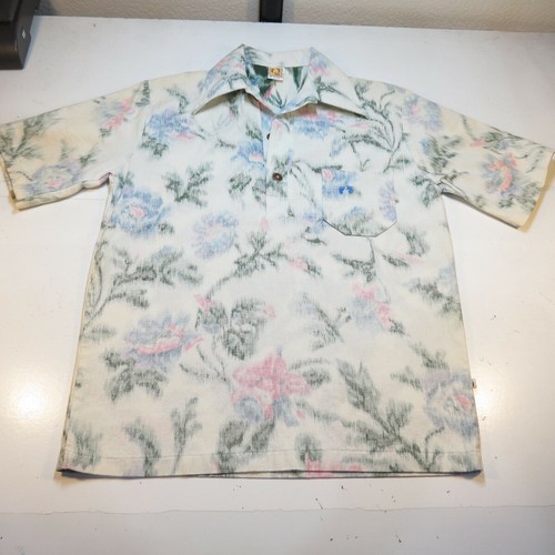 VINTAGE 1970s HANG TEN 10 HAWAIIAN ALOHA HAWAII REVERSE PRINT SHIRT Mens M - 第 1/4 張圖片