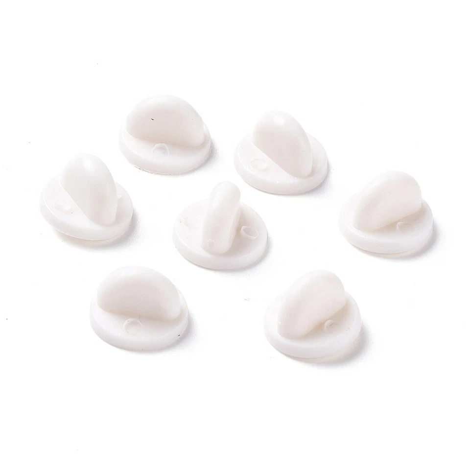 100 White RUBBER Clutches BACKS for Tie Tacks / Lapel Pins / Pin Guard / Clasp - Image 3 of 4