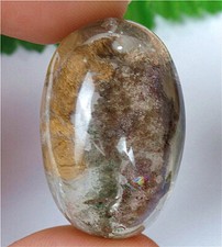 37x24x17mm Natural Multi-color Ghost Crystal Quartz Oval Pendant Bead BV64323