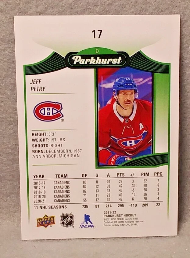 Jeff Petry 2021-22 Parkhurst Hockey #17 Canadiens - Image 2 of 2