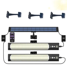 1-4PCS Solar Power Double Head LED Pendant Light Garage Shop Lamp Shed Barn Yard