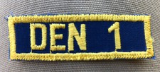 Cub Scout BSA Den Number 1 Uniform Embroidered Sleeve Patch Blue Gold MR FS