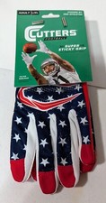 Cutters Football Gloves Adult L/XL Super Sticky Grip Red/White/Blue *NWT* 🔥