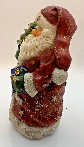 SANTA Figurine Molded Material Holding Tree And Presents Decorator 6" - Nice - Picture 2 of 4