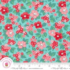 Moda 30's PLAYTIME 33750 18 Aqua Red LINZEE MCCRAY Quilt Fabric REPRODUCTION