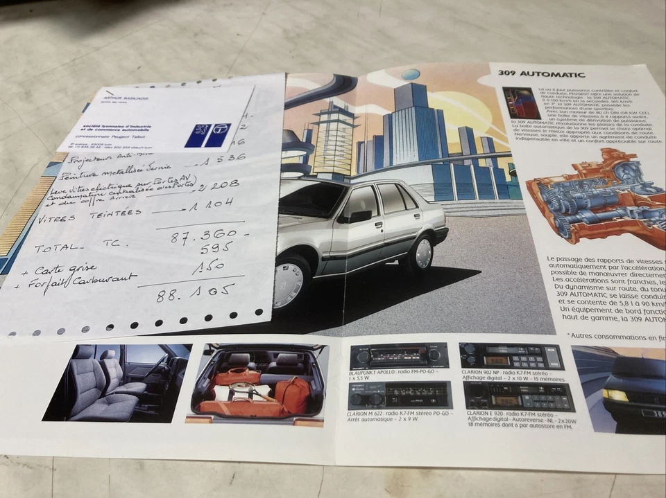 Peugeot 309 Automático 1987 Catálogo Folleto Venta Publicidad - Imagen 2 de 4