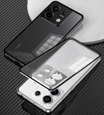For Xiaomi Redmi Note 13 Pro / + Magnetic Metal  Bumper Frame +Acrylic Back case