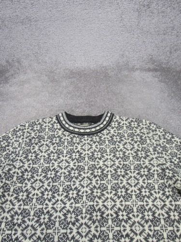 Vintage Norwear Sweater Womens Large White Knit Geometric Wool Crew Nordic - Picture 2 of 7