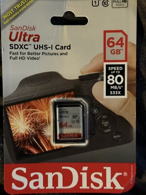 SanDisk Ultra 64GB 80MB/s SDXC SDHC Class 10 533x SD Camera Flash Memory Card