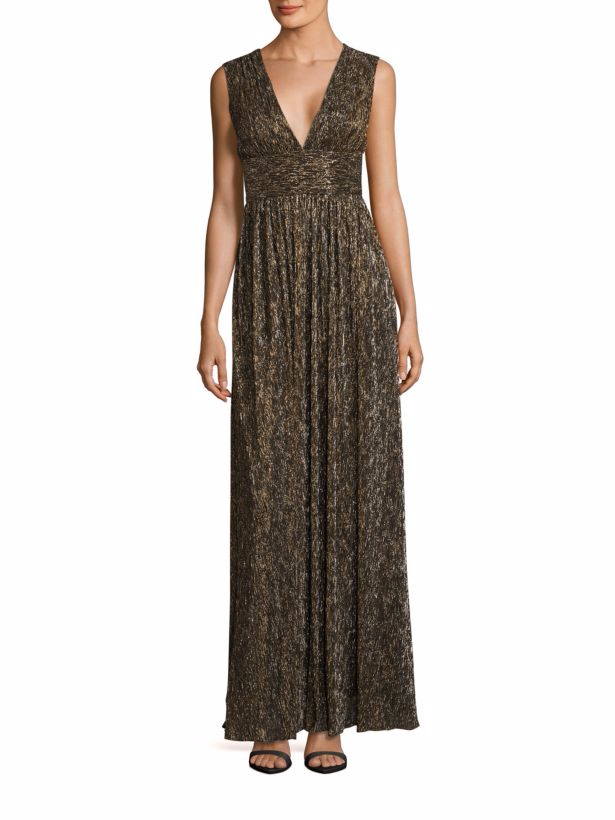 NEW AIDAN MATTOX Sleeveless Metallic DRESS GOWN SIZE $295 BRONZE NORDSTROM
