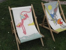 vintage Transat Chilienne folding chairs deckchair Pink panther and Bugs Bunny 