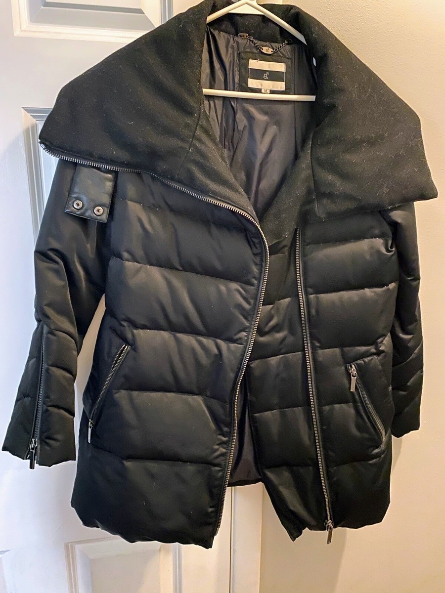 Nordstrom aB Ladies Offset Zip Down Warm Puffer Coat in Black Winter Jacket  M