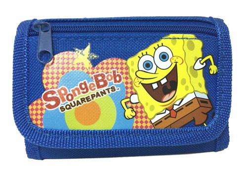 SpongeBob Squarepants Tri-Fold Mini Wallet Coin Purse for Kids (Blue) - Afbeelding 1 van 7