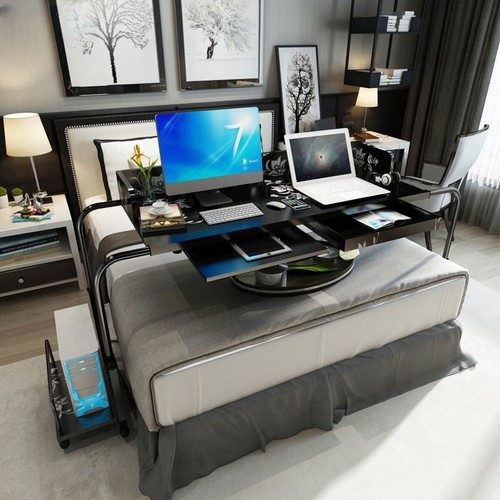 Overbed Computer Table Height Adjustable Hospital Laptop w/ Wheels Study Work AU - Picture 7 of 15