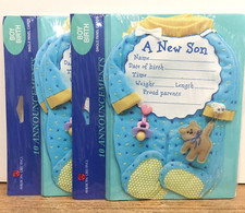 American Greetings 20 Baby Boy Son Birth Announcement Cards Lot Blue Pajama NEW