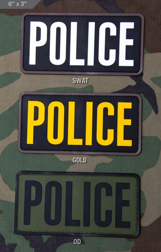 Morale Patch - Milspec Monkey MSM - POLICE - GOLD YELLOW - 6 " x 3 " PVC Rubber - Picture 3 of 5