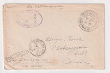 1917 WW1 Canadian Expeditionary Force Le Tréport France Missent Enquiry Cover