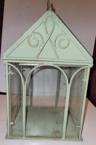 Victorian Style Ornate Glass & Metal Tabletop Terrarium Greenhouse 8"x8"x13.5"