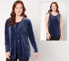 Denim & Co. Women's Top Sweater Sz 2XS (XXS) Archives Velvet Blue A670817