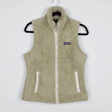 Patagonia Los Gatos Vest Women's Small High Pile Fleece Sherpa Full Zip Khaki