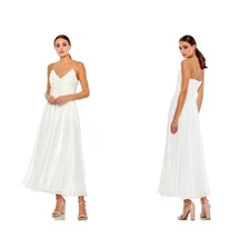 NWT Mac Duggal Faux Wrap Midi Dress 70099 Women's White Size L