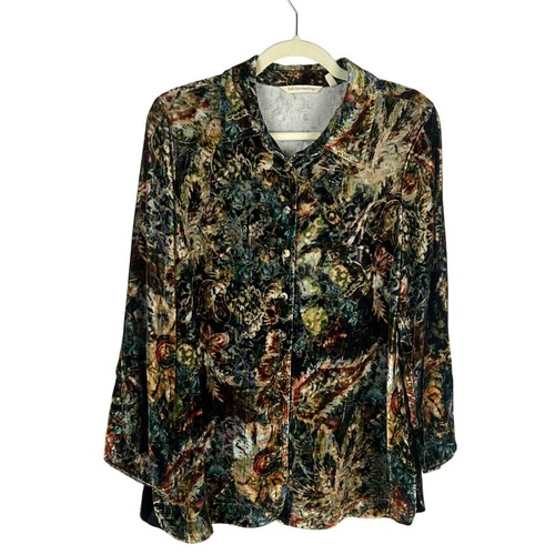 Weiche Umrandung Ikone Seide Samt Dichter Tunika Shirt Damen klein schwarz Blumen - Bild 3 von 8