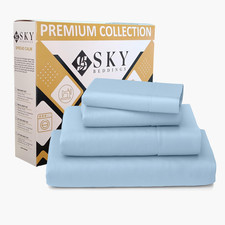 Sky Beddings 100 Cotton King Bed Sheets 4 Piece - 400 Thread Count Sateen Weave