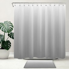Modern Aesthetic White and Grey Ombre Shower Curtain Bathroom Accessories Set