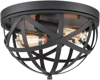 Industrial Flush Mount Ceiling Light Black Dome Cage Light Fixture