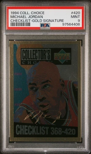 1994-95 COLLECTOR'S CHOICE MICHAEL JORDAN #420 GOLD SIGNATURE CARD PSA 9