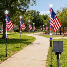 8-Piece American Flag Solar Lights, American Flag Solar Garden Lights Outdoor