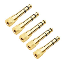5-Pack 1/4 to 1/8 Headphone Adapter, 6.35Mm to 3.5Mm Adapter Male to Female, Gol